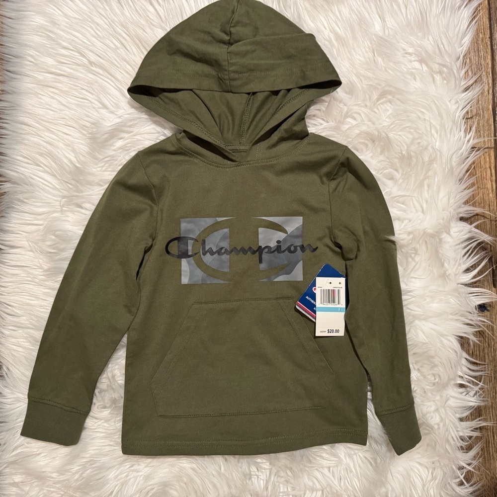 NEW Champion Kids‎ Olive Green Pullover Hoodie Size 5